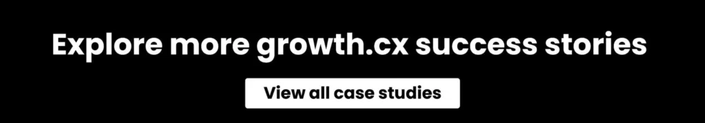 growth.cx case studies page showing B2B SaaS client success stories and results