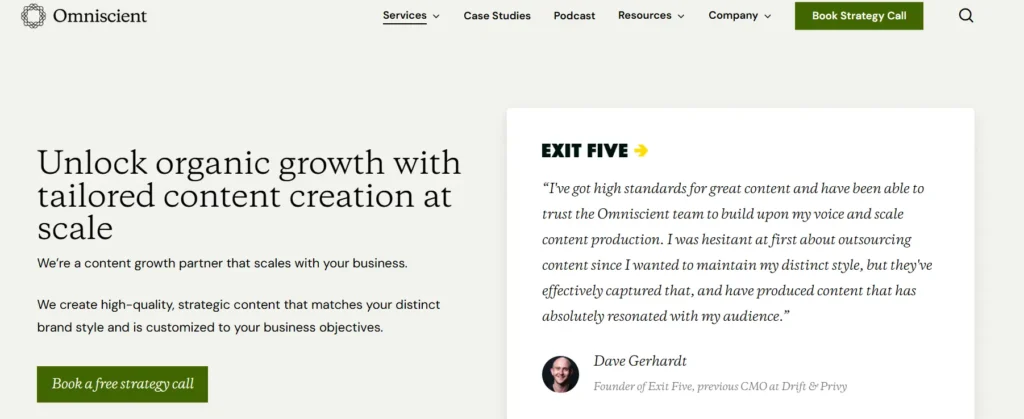 omniscient saas content production service page