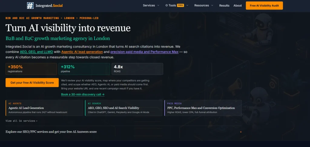 Integrated.Social AEO and AI marketing services for B2B 