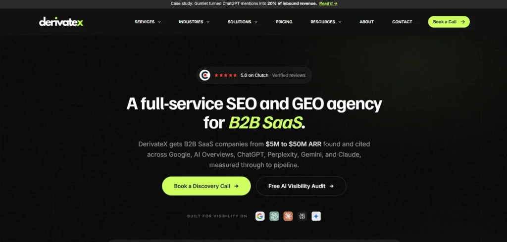 DerivateX AEO and GEO services for B2B SaaS companies