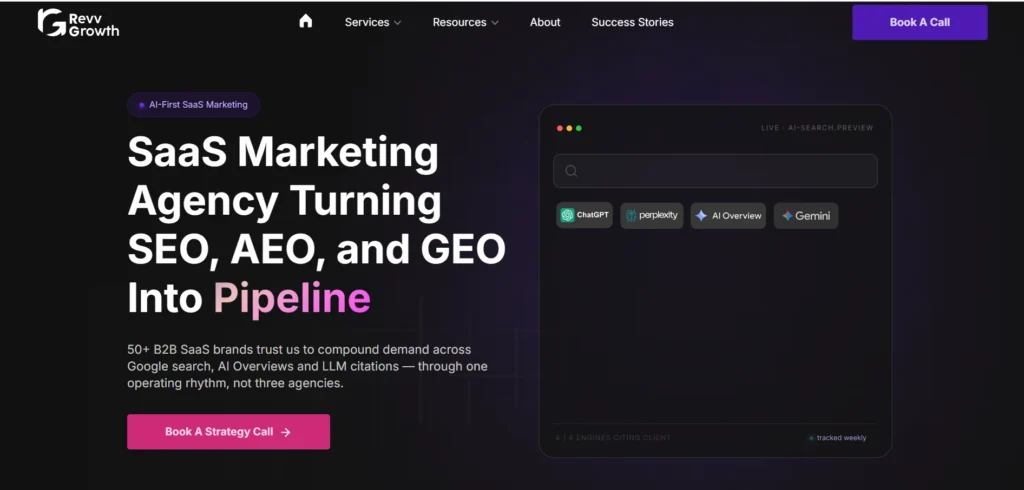 RevvGrowth AEO services for B2B SaaS and AI search visibility 
